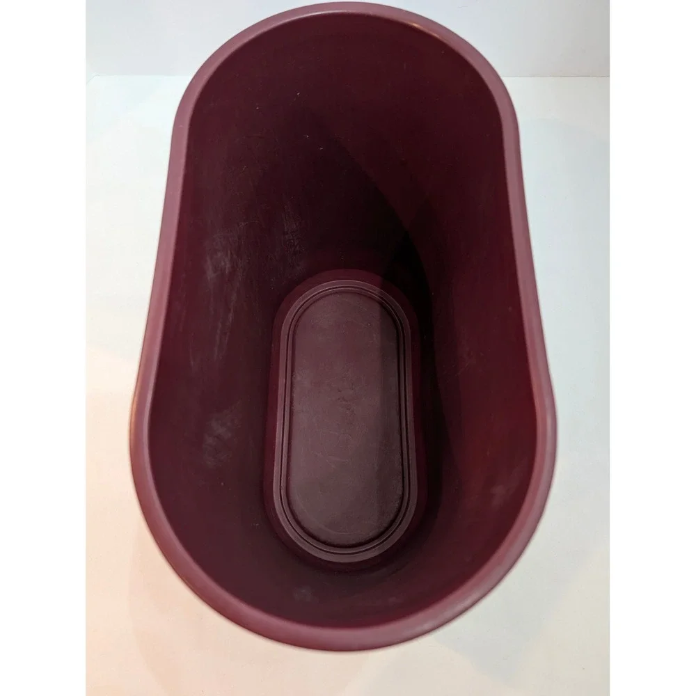 Vintage Rubbermaid Wastebasket Maroon Ribbed Plastic Trash Can 2954